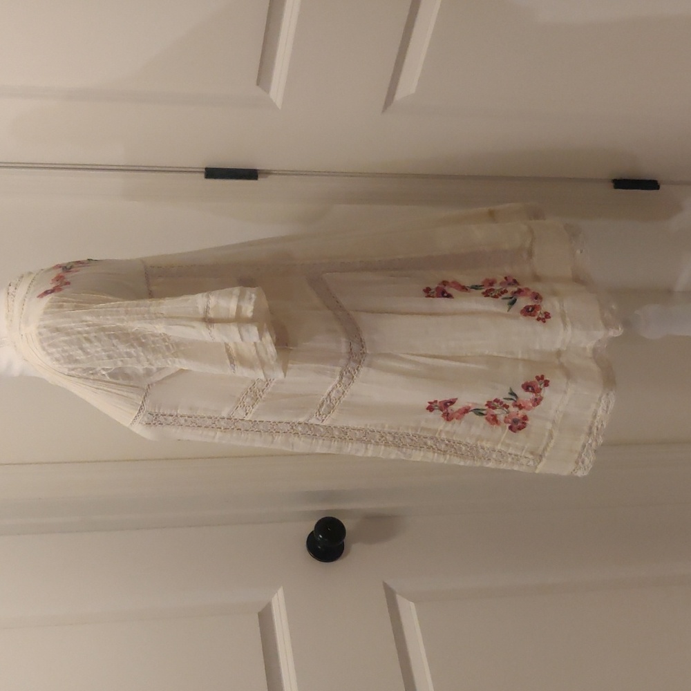 Free People Embroidered Victorian Dress Cream/ Off-white mini dress Cottagecore - Picture 8 of 14